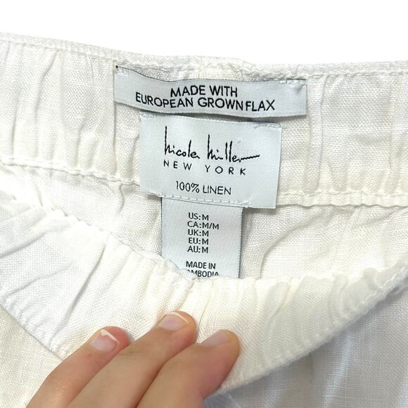 Nicole Miller Linen Cargo Jogger Pants NWT Women's Sz M White Gorpcore Utility - Picture 4 of 7